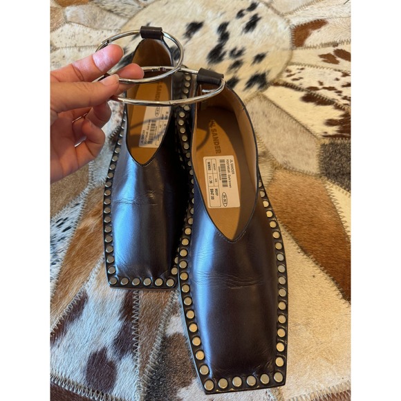 Jil Sander Brown Studded Ballet Flats With Anklet - Picture 14 of 14